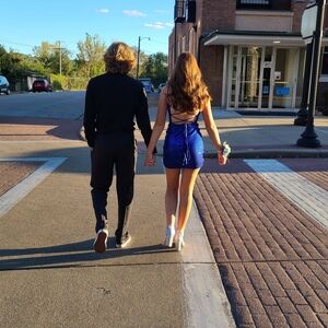 Blue Sequin Mini Skirt